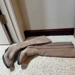 Taupe Suede Knee-High Boots